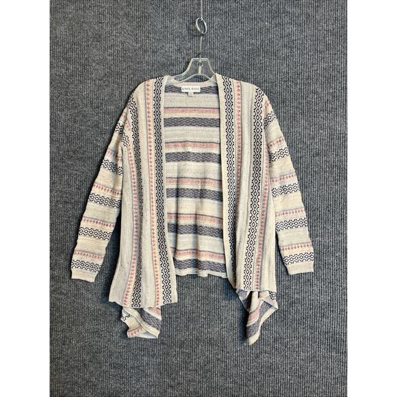Knox Rose Womens Open Front Cardigan Sweater Size Small Striped Multi Color Boho - Picture 1 of 8